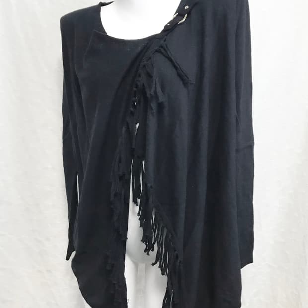 빈티지 아카이브 드레이프 프린지 버클 랩 니트 가디건