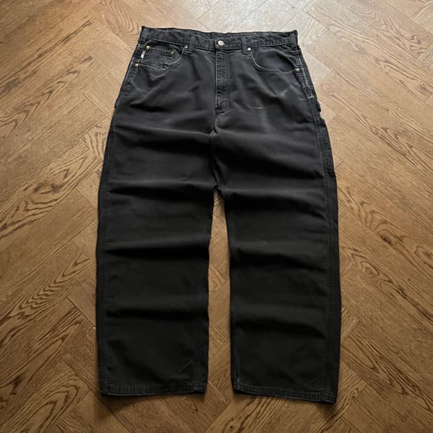 [38]칼하트 USA 빈티지 페이딩 블랙 싱글니 워크팬츠