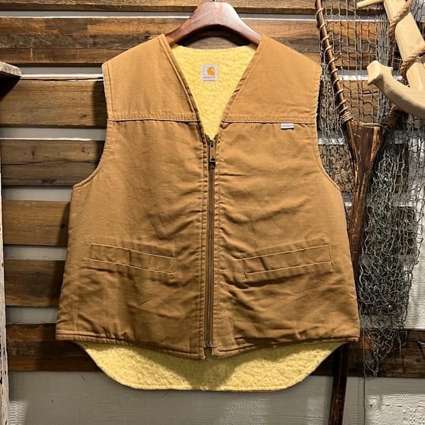 [L]80's 칼하트 Made in USA 브라운 캔버스 워크 베스트