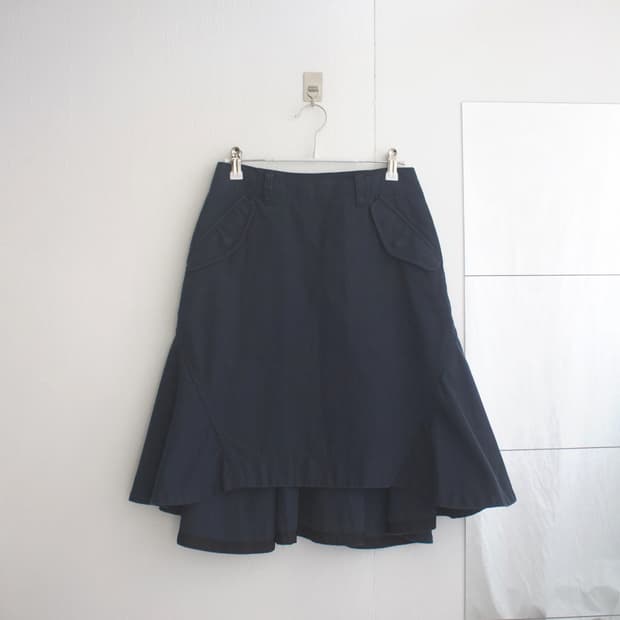 cotton zip flare skirt