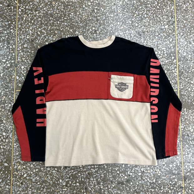 90s 할리데이비슨 포켓 롱슬리브 티셔츠 XL