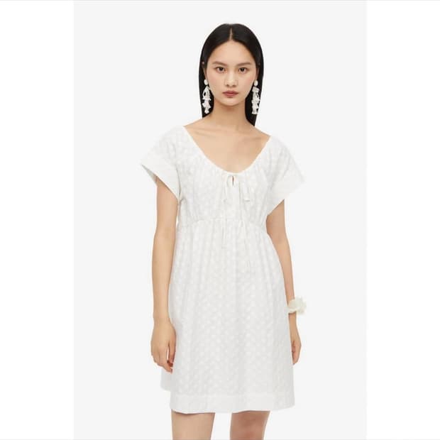 H&M 코튼엠브로이더리 드레스 원피스 화이트