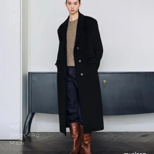 새상품) 무탠다드 우먼즈 캐시미어 블렌드 오버 숄더 싱글 코트 [블랙]