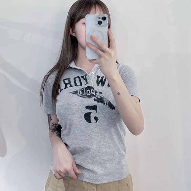 폴로랄프로렌 그레이 반팔 카라티