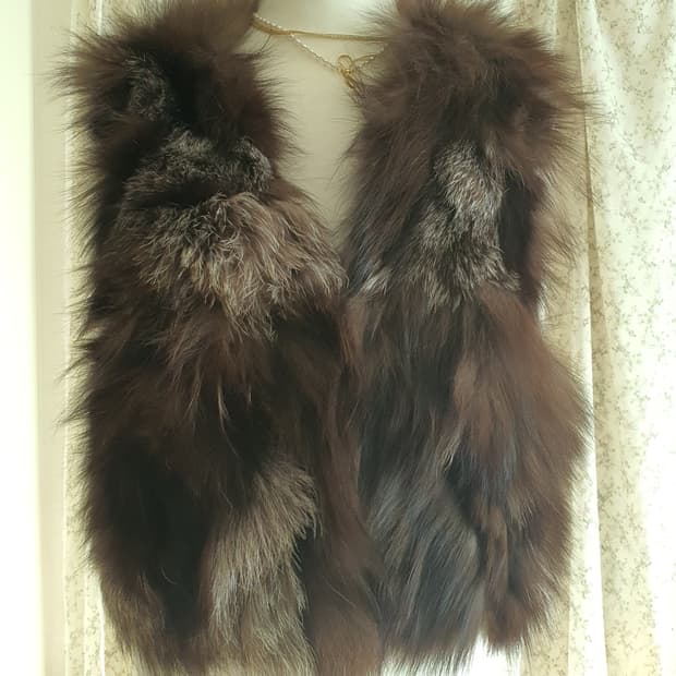 [갸루] VIKI 브라운 퍼 베스트 조끼 폭스퍼 조끼