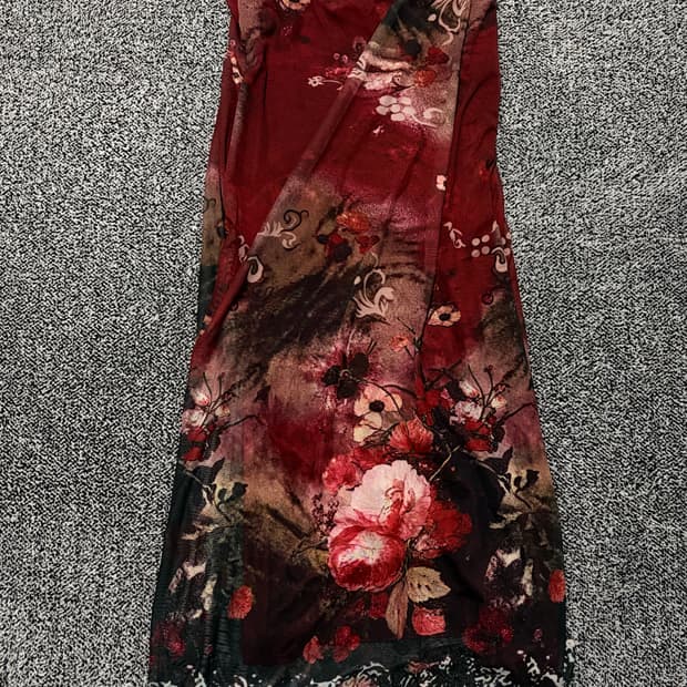 피아오량 플라워 슬림 롱 스커트 오리엔탈