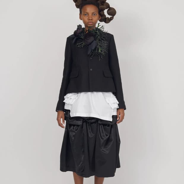 새상품 19aw 꼼데가르송 꼼데가르송 사이드 프릴 폴리 티셔츠 s