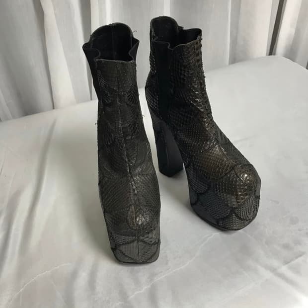 히스테릭글래머 파이톤 패치워크 힐 부츠