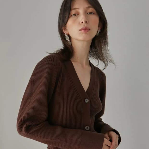 아위ahwe 크림 볼륨 가디건 (브라운)