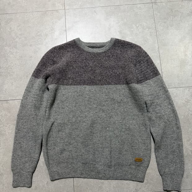 해지스 울 빈티지 헤링본 패턴 울 니트  95size  