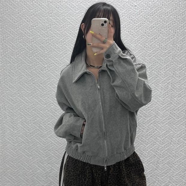 MOO 빈티지 모던시크 빅카라 블루종 자켓 M C07585