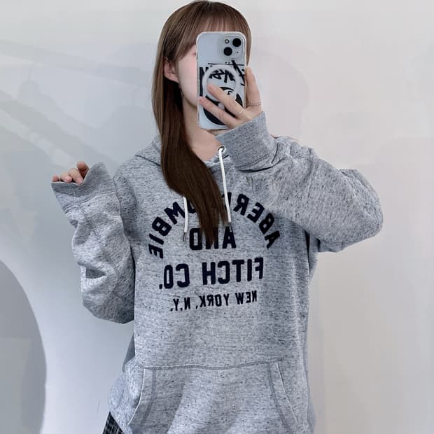 아베크롬비 헤더그레이 빅로고 후드