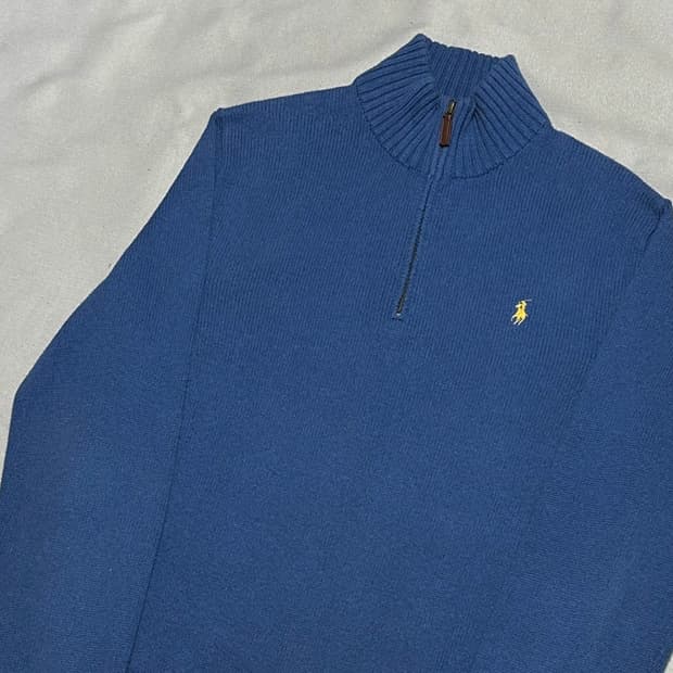 M 폴로랄프로렌 반집업 블루 코튼 니트