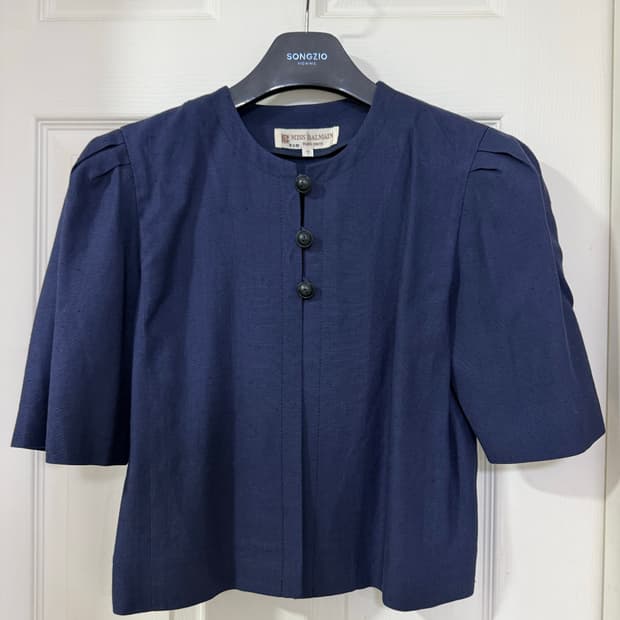 네이비 린넨 반팔 자켓