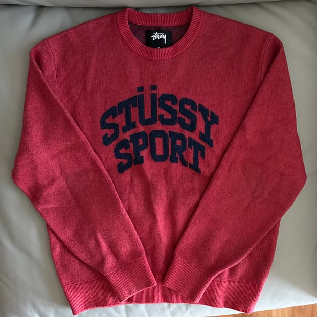 스투시 스포츠 니트 스웨터 M 레드