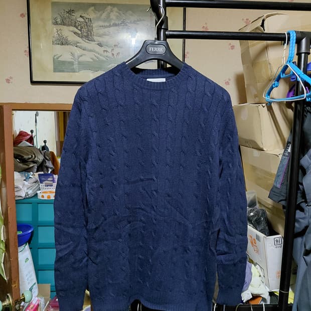 [리디아바인]울100 케이블 니트 M(100)사이즈