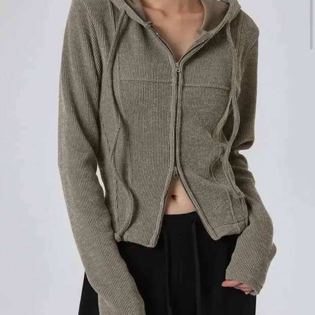 블랙업 터스트 투웨이 골지 후드집업