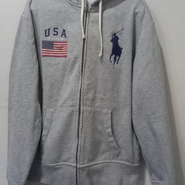 폴로 POLO 빅포니 성조기 USA 그레이 후드집업 95/M