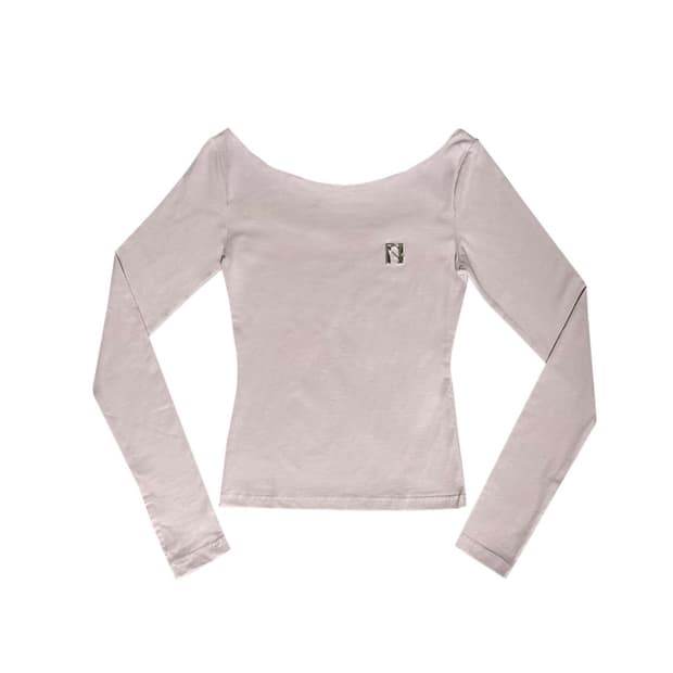 뉴얼린 엠블럼 보트넥 롱슬리브 티셔츠