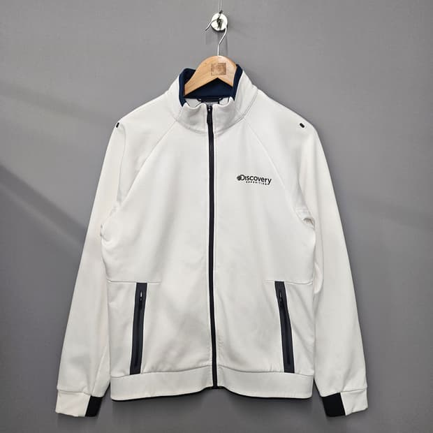  디스커버리 레이온 기모 트레이닝 자켓 화이트