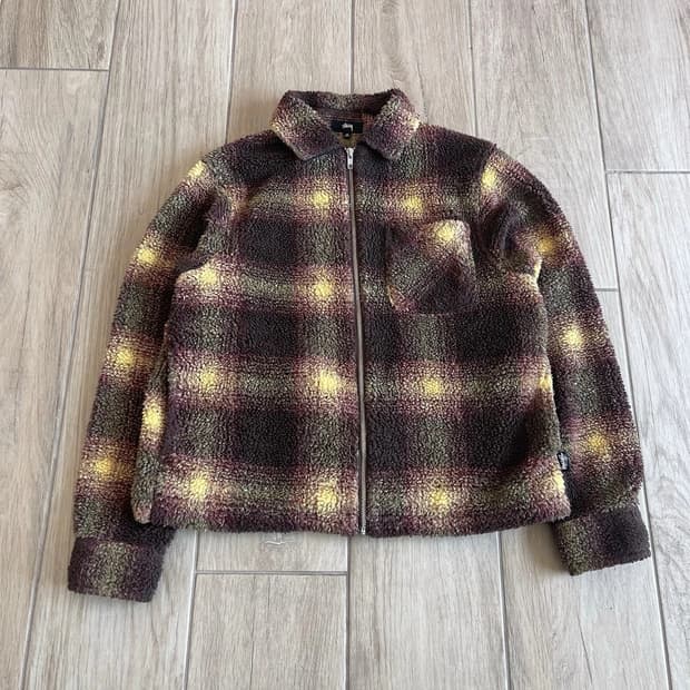 스투시 쉐도우 플레이드 쉐르파 집 셔츠