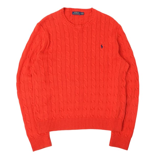 폴로 랄프로렌 오렌지 케이블 니트 스웨터