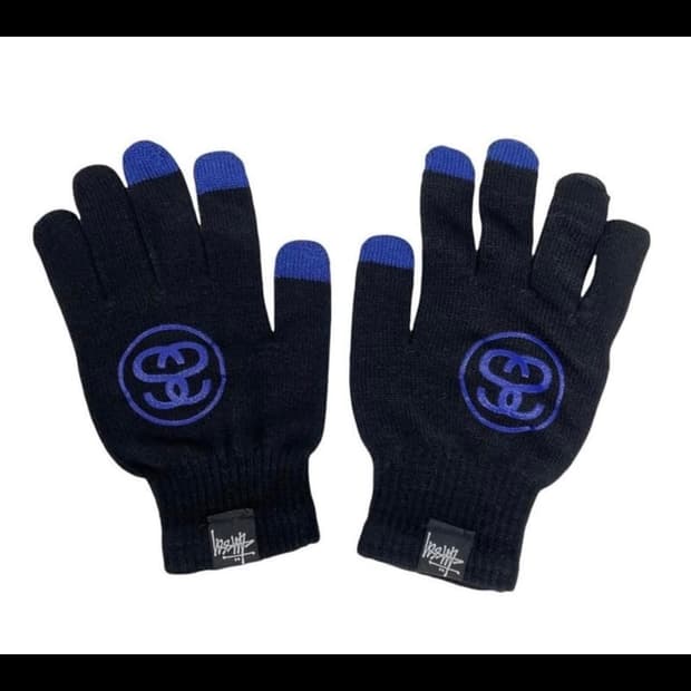스투시 터치 장갑 블랙/블루