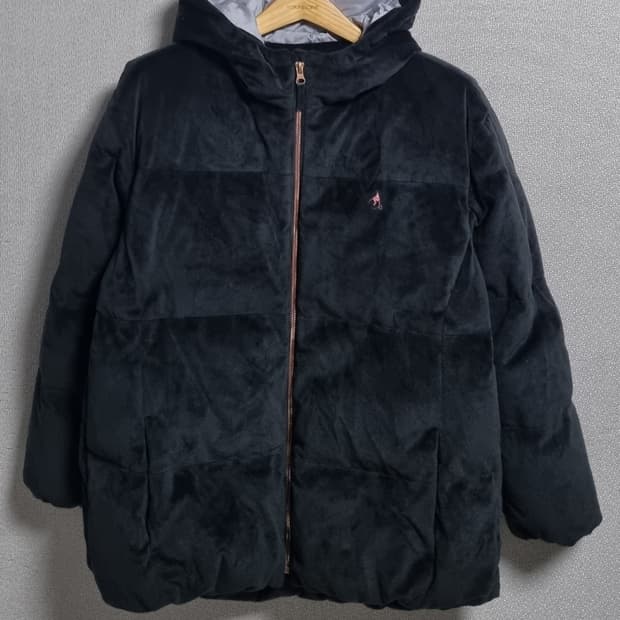 실측 S (55) 빈폴 블랙 벨벳 덕다운 오리털패딩 여성