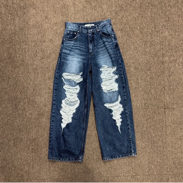 키르시 KIRSH 컬러 데미지 와이드 데님