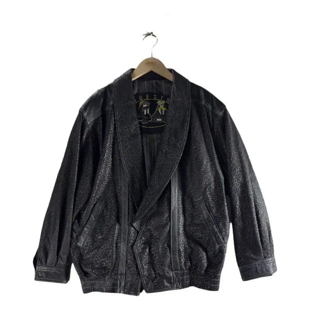 1353 [ JPN ] 레오파드 패턴 가죽 자켓 [ SIZE: L]