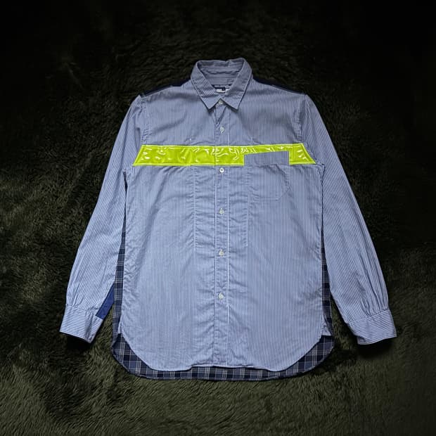 [M] 준야 와타나베 18AW 리플렉터 패널 믹스 스트라이프 셔츠