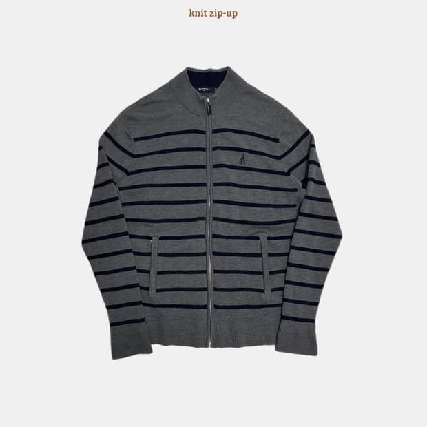 빈폴 모 스트라이프 니트 집업 자켓