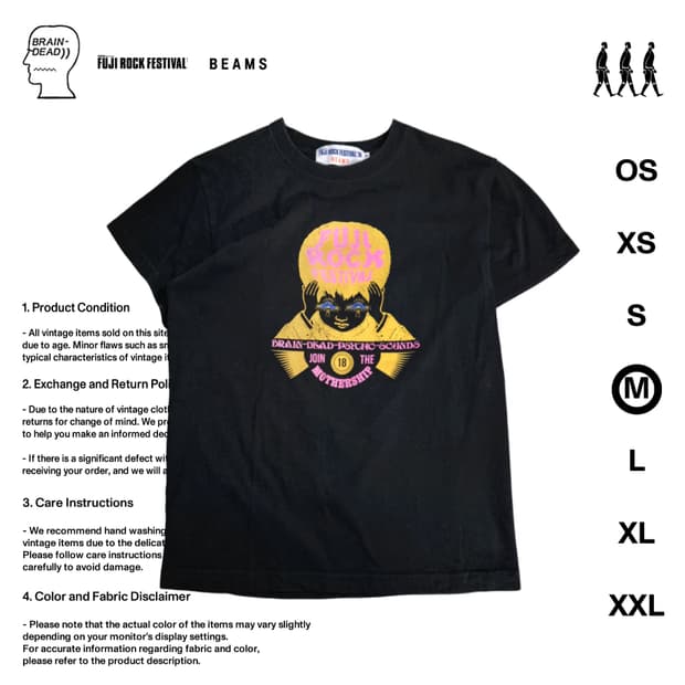 브레인데드 X 빔즈 X 후즈락페스티벌 머천 티셔츠 M사이즈