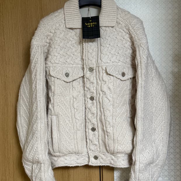 stu 니트 트러커 자켓 아이보리 L