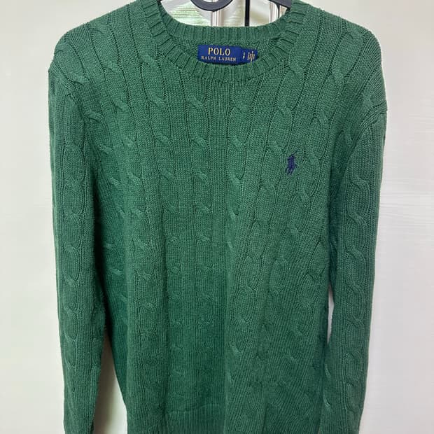 폴로 랄프로렌 그린 케이블 크루넥 니트 s