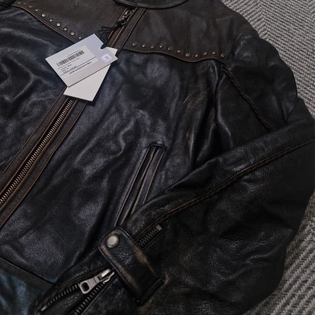(미시착새상품) 앤더슨벨 빈티지 레더 바이커 자켓 XL