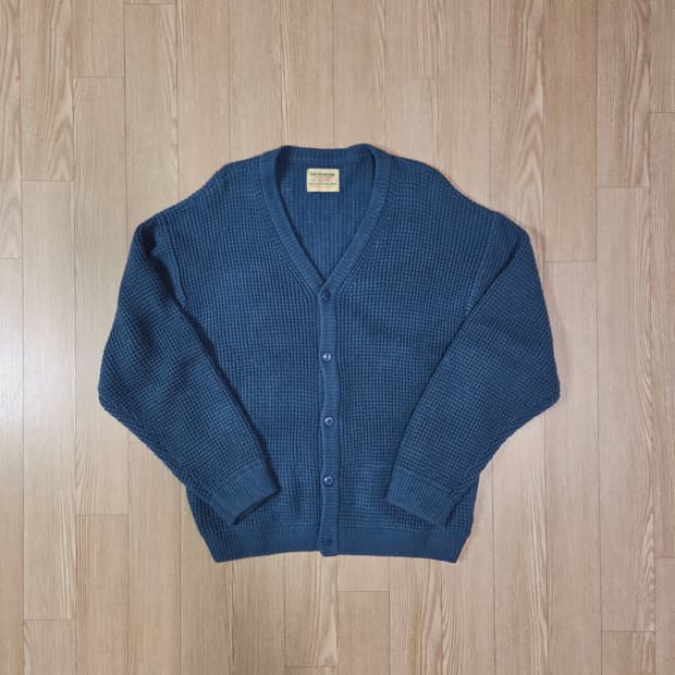 SKOOKUM SHIPS 파스텔 블루 짜임 카디건