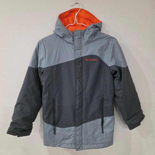 컬럼비아 아동용 후드 패딩 자켓 그레이 130컬럼비아 아동용 후드 패딩 