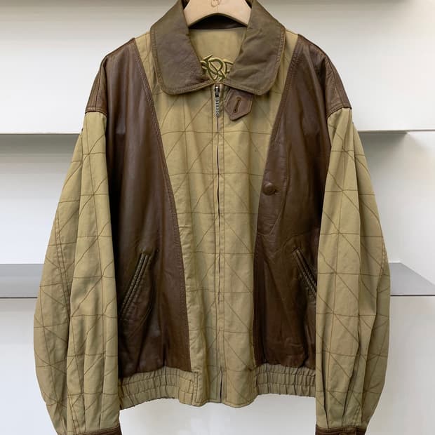 Turbo 90s 레더 퀄티드 헌팅 자켓