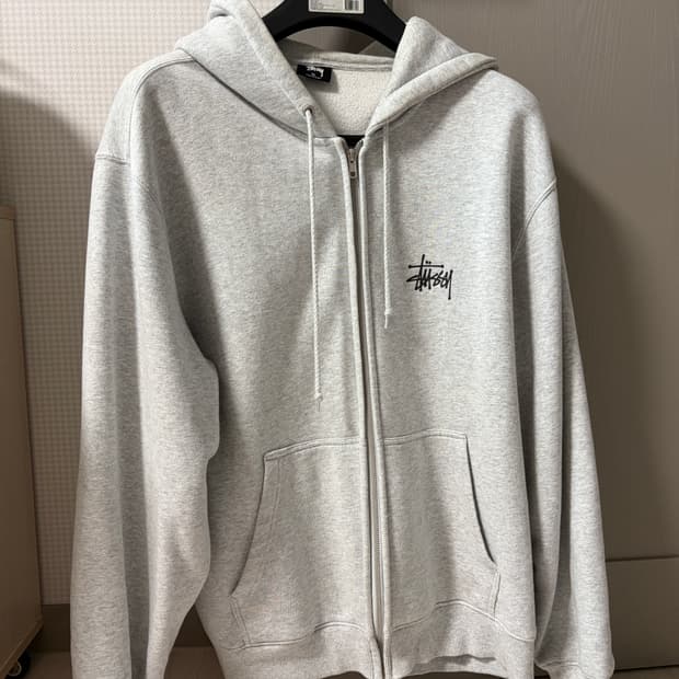 스투시 기모 후드집업 XL 그레이