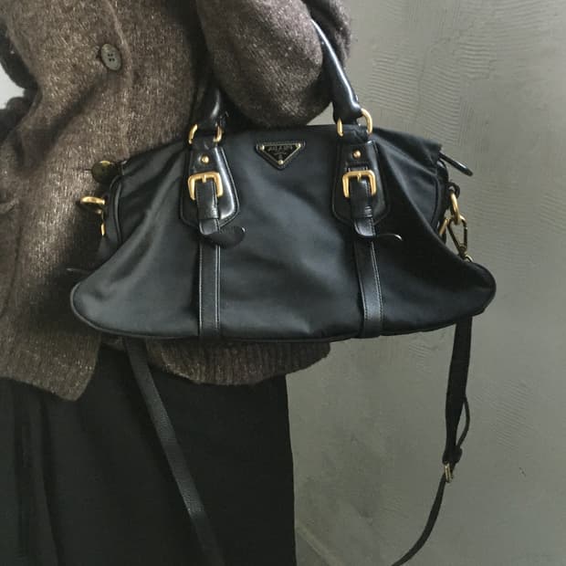 PRADA 프라다 포코노 블랙 레더 2way 백 