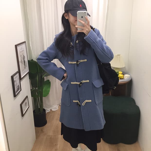 여성 유니클로 더블 떡볶이코트 95