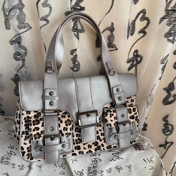 갸루 Y2K 빈티지 레오파드 토트백 숄더백