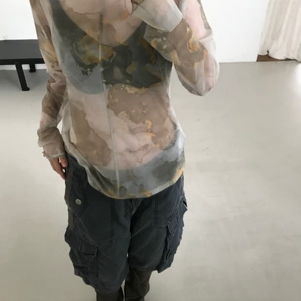 vintage pattern mesh top