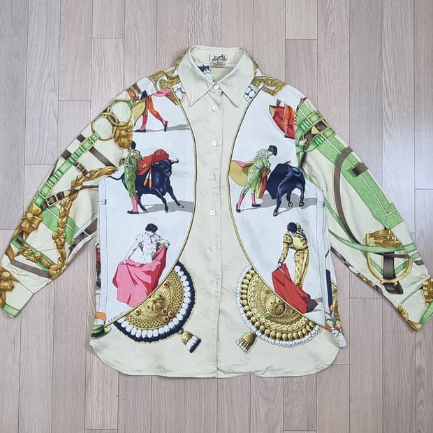 HERMES 헤르메스 투우 실크 블라우스 M _ 여성