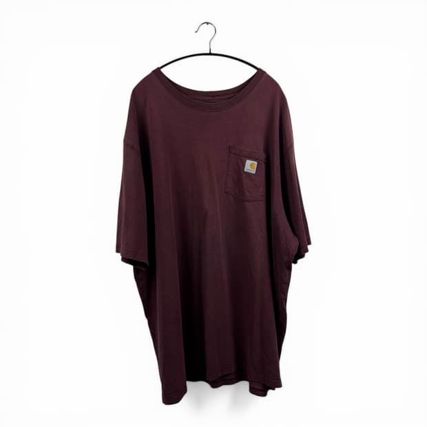 (3XL) 칼하트 포켓 반팔 티 버건디