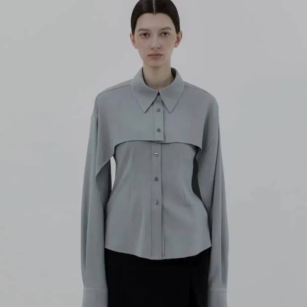 트리밍버드 Bolero Vest Shirts [ Sky Blue ]