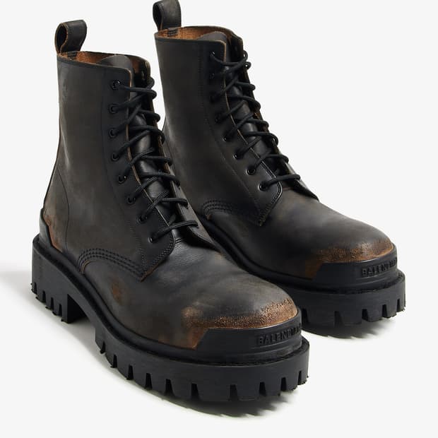 Balenciaga leather strike boots brown