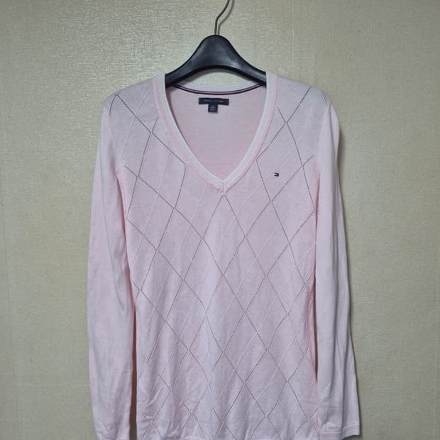 타미힐피거 브이넥 코튼니트