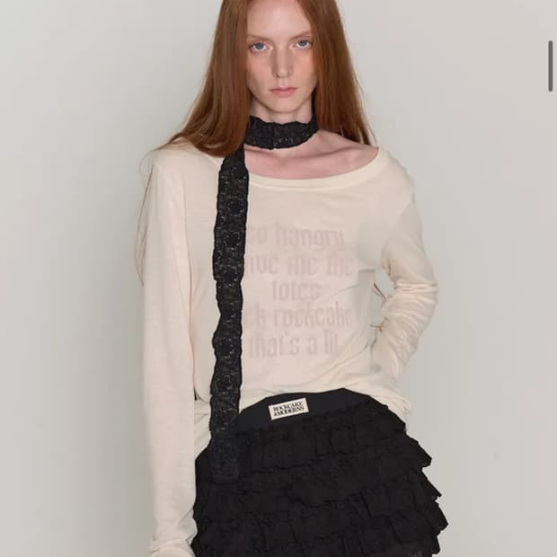 (실착1회) 락케이크 펑크 매쉬 탑 롱슬리브 크림